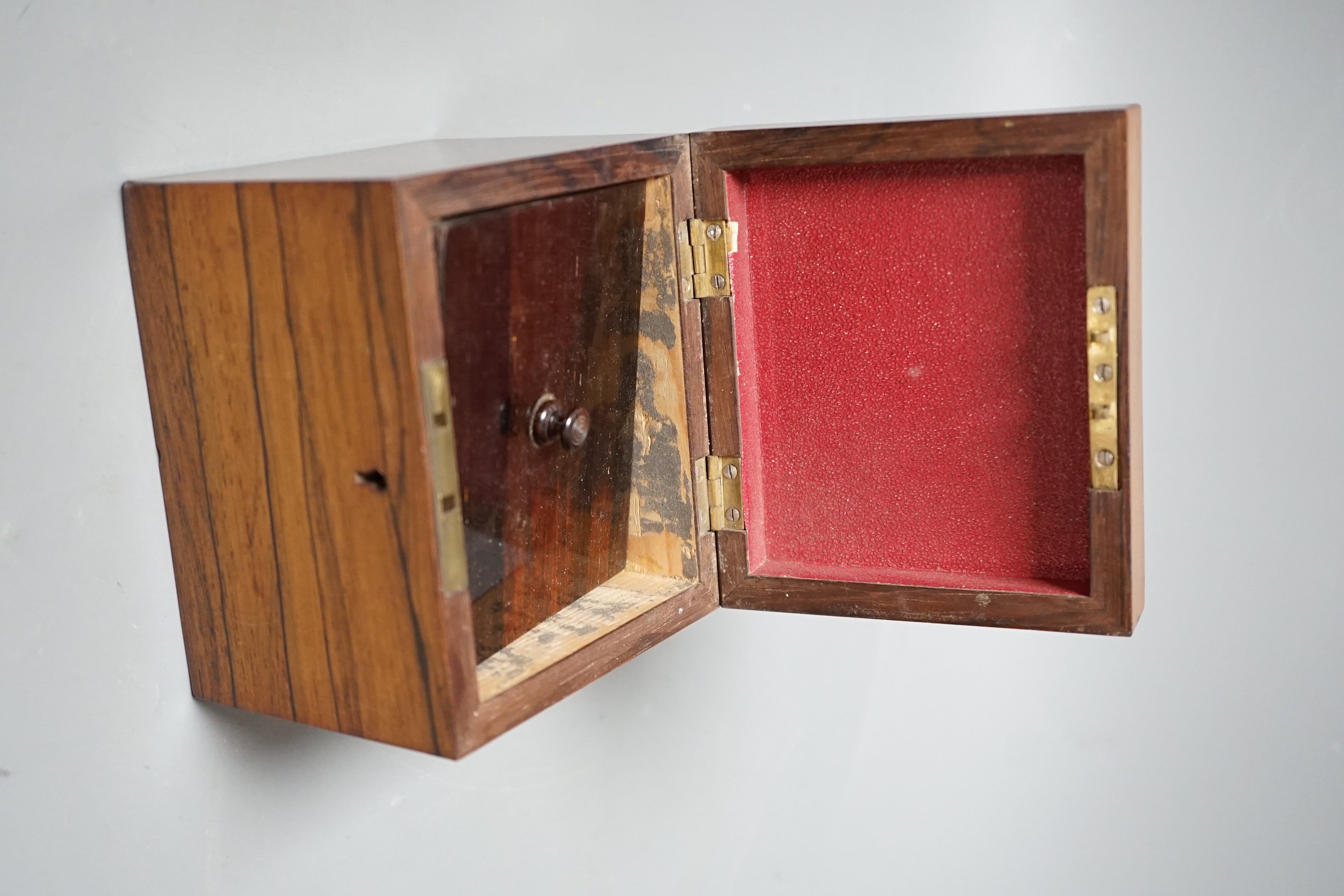 A Tunbridge ware rosewood tea caddy, late 19th century, 10cm high